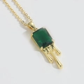 Collana dorata con cubetto di ghiaccio fuso e ciondolo in zircone verde smeraldo - Zircone Verde