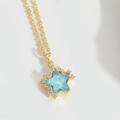Elegant gold necklace featuring a light blue star pendant with sparkling crystals - Sky Blue (Gold Tone Metal)