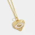 Collana a cuore dorata con ciondolo malocchio in madreperla e dettagli con raggi di sole - Cuore