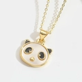 Collar con colgante de panda dorado con detalles de esmalte blanco y negro para mujer - Panda (XL3519)
