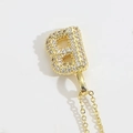 Pendentif lettre B doré élégant serti de micro-pavé de pierres de zircone - Lettre B