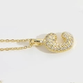 Pendentif lettre C bulle plaqué or serti de micro-pave de cristaux de zircone cubique - Lettre C