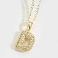 Élégant collier lettre D doré avec cristaux micro-pavés et chaîne fine pour femmes - Lettre D