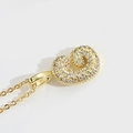Collier doré avec pendentif lettre J bulle serti de zircons brillants et micro-pavés - Lettre G