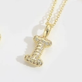 Collier élégant avec pendentif lettre I en or et pavé de zircones cubiques - Lettre I
