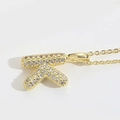 Collier minimaliste avec pendentif lettre K doré pavé de zircons blancs brillants - Lettre K