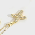 Collier élégant avec pendentif lettre X doré et pavé de zircone cubique scintillante - Lettre X