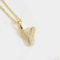 Collier avec pendentif lettre y doré et serti de micro-pavage en oxyde de zirconium - Lettre Y