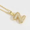 Collier avec pendentif lettre N plaqué or orné de pierres en zircone cubique pavées - Lettre Z