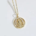 Elegante collar con colgante de la Virgen María en oro con cristales de circón - Estilo Virgen María Calada (XL3510-1)