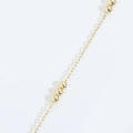 Collar minimalista de cobre chapado en oro de 14k con cuentas pulidas para mujer - Estilo Estación de Tres Cuentas (Dorado)