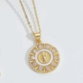 Collar de medalla de Virgen María dorada con esmalte blanco y borde de circones brillantes - Estilo Virgen María Redonda (XL3510-3)