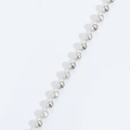 Silver bead chain necklace with alternating polished and frosted 14k gold-plated beads - Frosted and Mirror Bead Style (Silver)