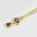 Chic gold chain necklace featuring a vintage black stone cartoon cat pendant - Cat (Black)
