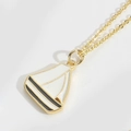 Vintage gold sailboat pendant necklace with black and white enamel geometric design - Sailboat (Triangle)