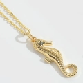 Exquisite gold-plated seahorse pendant necklace with detailed zircon-inlaid textures - Seahorse (Gold)