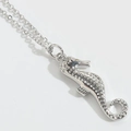 Exquisite silver seahorse pendant necklace with detailed polished texture and O-chain - Seahorse (Silver)