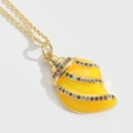 Golden necklace with yellow enamel conch pendant and colorful zircon stones - Yellow Conch