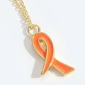 Collana con pendente a nastro in smalto arancione minimalista con catena d'oro sottile - Arancione