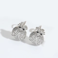Pendientes de mariquita en plata con circonitas blancas y negras engastadas en pavé - Mariquita Plateada con Circonia Blanca