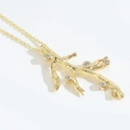 Collana dorata con pendente a forma di ramo e cristalli di zircone scintillanti su catena - Stile Ramo (Oro)