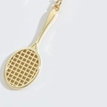 Collar con colgante de raqueta de tenis dorado a la moda con malla y acabado pulido - Forma Raqueta Tenis (Dorado)