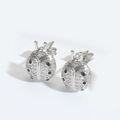 Pendientes de mariquita con circonitas blancas y negras en acabado plateado elegante - Mariquita Plateada con Circonia Negra