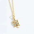 Collier tortue dorée avec pierres de zircon colorées sur une chaîne élégante - Style Tortue (Or Multicolore)