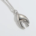 Unique silver lobster claw pendant necklace with a polished metallic finish and intricate details - Silver Crab Claw