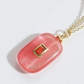 Collier minimaliste en or avec pendentif rectangulaire rose et zircon rouge élégant - Rouge Orangé