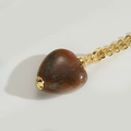 Minimalist heart-shaped natural stone pendant necklace with elegant golden chain - Brown Heart