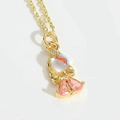 Minimalist gold necklace with translucent white and pink pear-shaped resin pendant - Pink