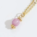 Minimalist gold necklace featuring a faceted light purple natural stone pendant charm - Pink Faceted Gemstone Style / Pink