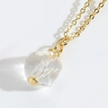 Elegant gold chain necklace featuring a faceted clear crystal glass pendant charm - Clear Faceted Crystal Ball Style / Clear