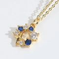 Celestial star pendant necklace with deep blue stones and gold finish chain - Circle