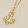 Poliertes Gold Anker Anhänger Halskette für Damen mit minimalistischem Retro Design - Anker / Gold