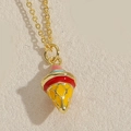 Golden necklace with a colorful pink and blue enamel ice cream cone pendant - Ice Cream (20251113)