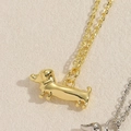 Poliertes Gold Dackel Welpen Anhänger Halskette für Damen im minimalistischen Stil - Hund / Gold