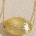 Collana vintage dorata con ciondolo ovale in metallo spazzolato su catena fine - Ovale Spazzolato (20251113)