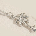 Polished silver coconut tree pendant necklace with delicate chain in tropical style - Coconut Tree / Silver