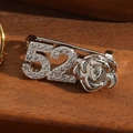 Silver 520 brooch with sparkling pavé crystals and polished metal rose detail - 520 Rose (Silver)