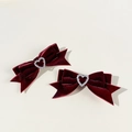 Set de 2 pinzas para el pelo de terciopelo burdeos vintage con cristal de corazón - Burdeos