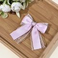 Fiocco rosa stile Lolita con pizzo e strass a cuore su vassoio in legno vintage - Rosa