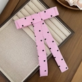 Detail of pink and white striped bow hair clip with black heart patterns on beige tray - Duckbill Hair Clips / 3# Pink (Long with Ribbons)