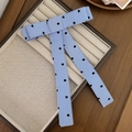 Detail of blue and white striped bow with black heart print in a wooden jewelry tray - Duckbill Hair Clips / 4# Blue (Long with Ribbons)