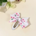 Cute white bow hair clip with pink cherry and polka dot patterns for girls - White (Cherry Style)