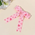 Barrette en ruban gros-grain rose avec motifs cœurs rouges et nœud élégant - Rose