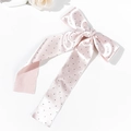 Elegante fermaglio per capelli a fiocco rosa con pois neri e lunghi nastri - Rosa
