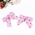 Dettaglio di fiocchi per capelli Lolita a righe rosa e bianche con motivi a cuore - Rosa