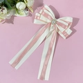 Elegante dubbellaagse haarclip in crème en roze met parel en kanten details - Roze & Beige
